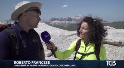 Roberto Francese al TG3 per parlare dello scioglimento dei ghiacciai