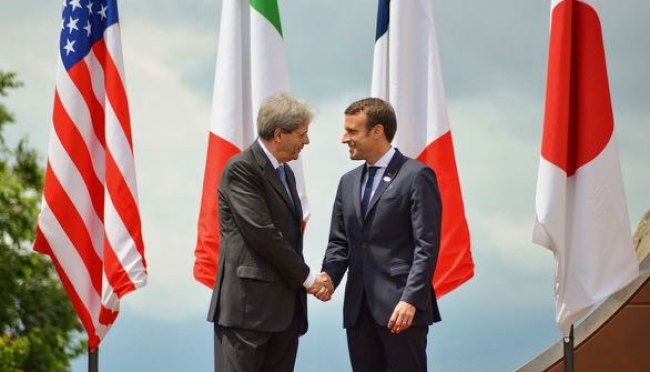 G7 Taormina - Gentiloni e Macron