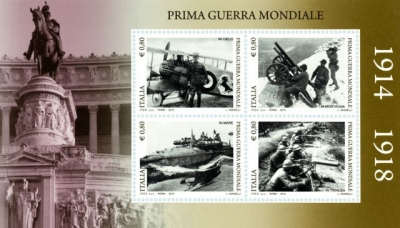 I quattro francobolli dell’emissione dedicata alla Grande Guerra
