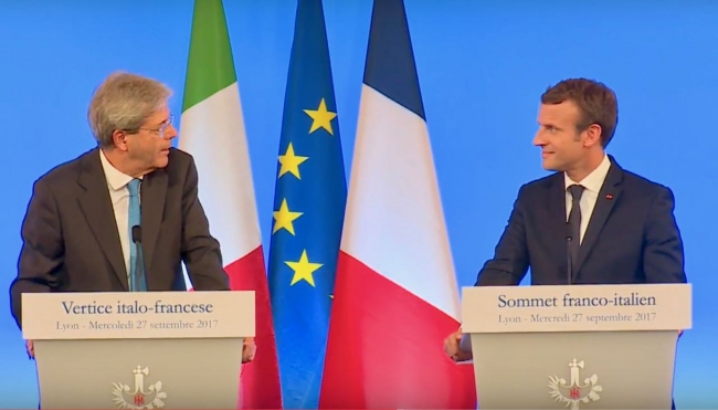 Gentiloni e Macron - Bilaterale Lyon