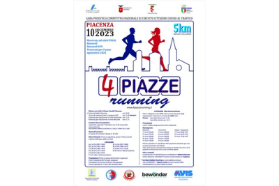 Domenica di corsa nel centro storico di Piacenza, in gara con la &quot;4 Piazze Running&quot;. Iscrizioni online alla sezione competitiva