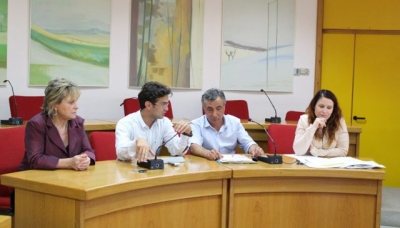 Presidente CNA Area Val D’Enza Giorgio Francia con il Sindaco di Quattro Castella Andrea Tagliavini e la Presidente della provincia Sonia Masini