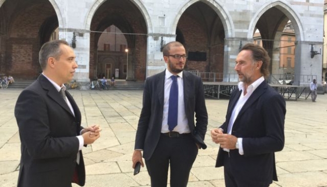 il sindaco di Fidenza Andrea Massari,  il presidente della Provincia di Parma Filippo Fritelli e il direttore del Consorzio di bonifica Parmense Meuccio Berselli
