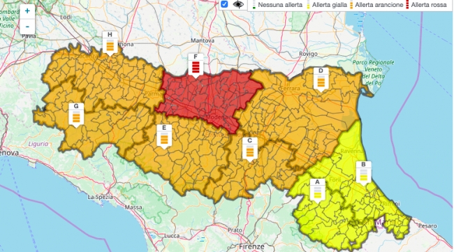 Situazione maltempo in Emilia Romagna: allerta rossa per le piene dei fiumi