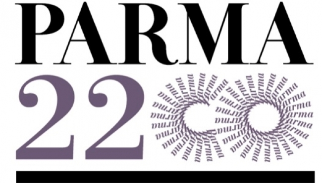 Il logo ideato da Franco Maria Ricci per i 2200 anni della fondazione di Parma