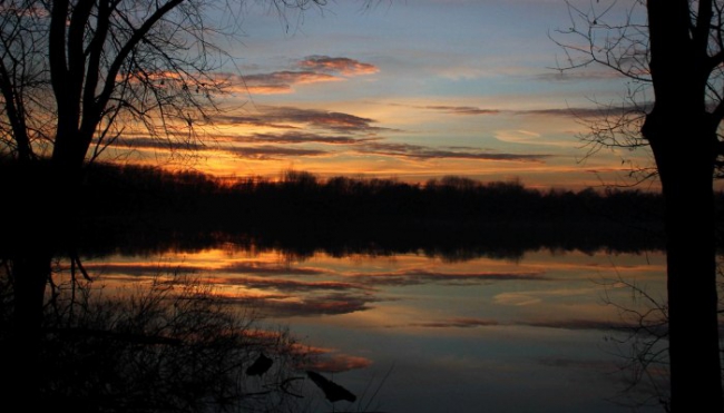 Il fiume Po al tramonto