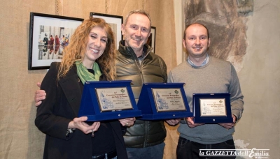 I tre premiati: da sinistra Francesca Bocchia, Angelo Bolsi, Davide Fornari