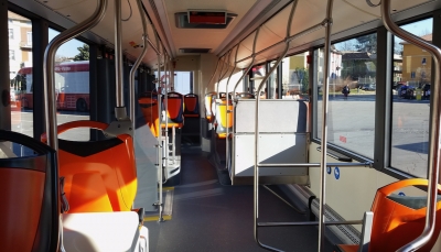 L&#039;interno di uno dei nuovi bus TEP in servizio sulle strade di Parma