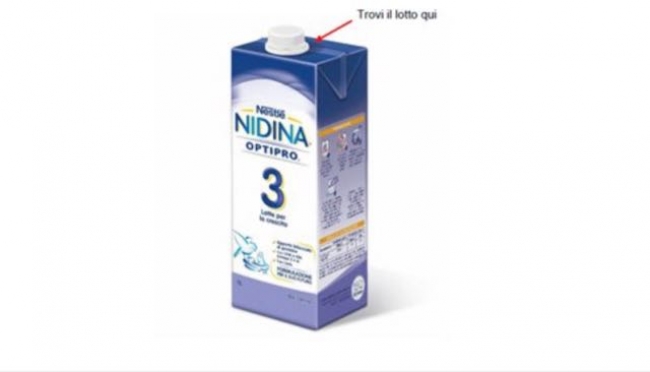 Nestlé richiama alcuni lotti di latte per la crescita Nidina Optipro 3. Non conformità negli aspetti organolettici del prodotto