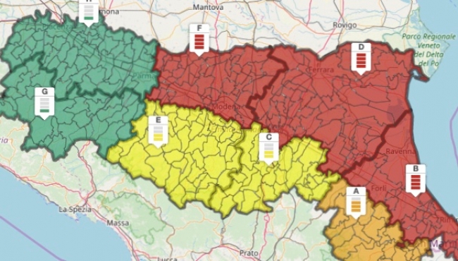 Maltempo - Allerta rossa da Parma a Rimini: la situazione per ogni provincia